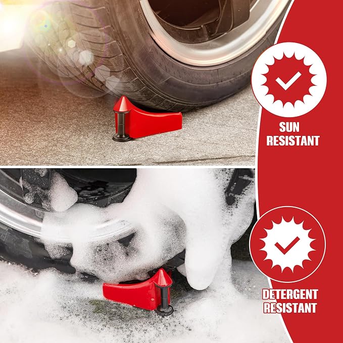 4 Pcs Car Hose Guide, Tire Hose Roller for Car Washing, Detailing Tire Hoses Guide Preventing Pressure Washer Hoses Stuck Under The Wheels, Plastic Wash Tool to Avoid Snagging(Red)