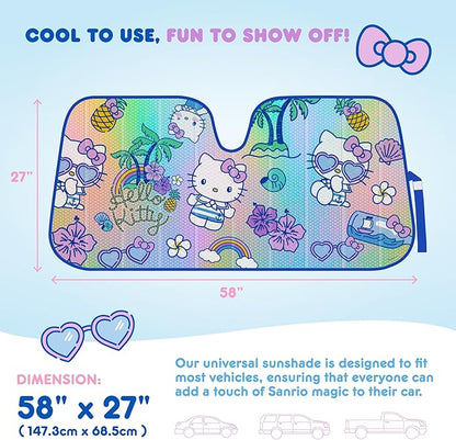 Hello Kitty Car Windshield Sun Shade - Officially Licensed Sanrio Cute Car Accessories for Women - Hello Kitty Accessories Sunshade for Front Windshield - Summer Sunshield Cars Window Shades