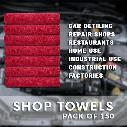 Cotton Shop Towels - Pack of 25 Cleaning Rags 12'' x 14'' - Super Soft and Absorbent Shop Rags for Cleaning House - Multipurpose Towels for Automobiles, Industries, Garage