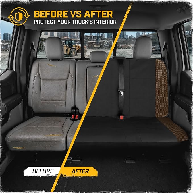 CAT MeshFlex Seat Covers Full Set for Full-Size Pickup Trucks Only - Brown | Front Bucket Seat Covers & 60/40 Split Rear Bench Protector – Interior Accessories For F-150, Silverado, Ram, Sierra & Tundra