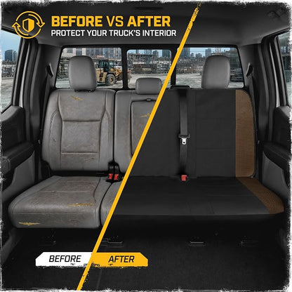CAT MeshFlex Seat Covers Full Set for Full-Size Pickup Trucks Only - Brown | Front Bucket Seat Covers & 60/40 Split Rear Bench Protector – Interior Accessories For F-150, Silverado, Ram, Sierra & Tundra