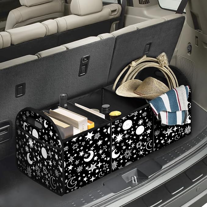 Moon Star 50L Waterproof Polyester Trunk Organizer Car Storage MultiCompartment Large Capacity Poket