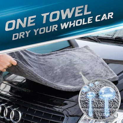 Car Drying Towel 24"x36" 1400GSM Edgeless Microfiber Towel, Ultra-Absorbent Auto Detailing Towel with Twisted-Loop Fiber Design, Streak Free, Lint Free Drying for Cars, SUVs, & Trucks