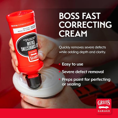 Griot's Garage BOSS Fast Correcting Cream for Car Polishing and Detailing, Swirl, Scratch Remover for Vehicles, 16oz