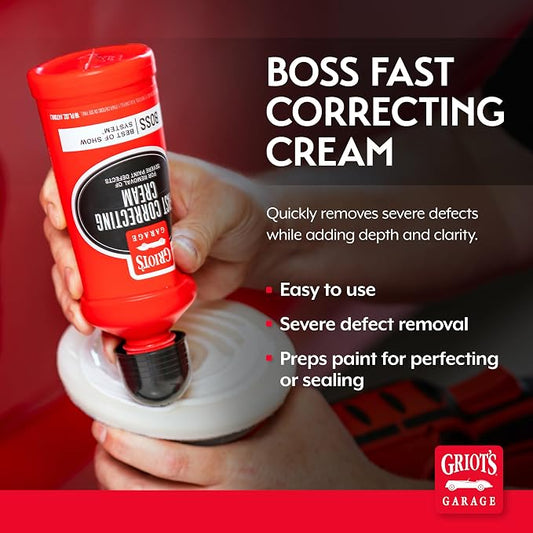 Griot's Garage BOSS Fast Correcting Cream for Car Polishing and Detailing, Swirl, Scratch Remover for Vehicles, 16oz