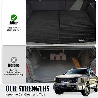 Kia Trunk & Backrest Mat 2021-2025 - All Weather TPE Cargo Liner Protector, 3rd Row Back Seat Cover Accessories