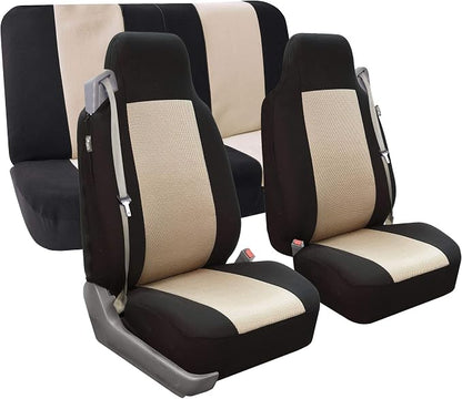 FH Group All Purpose Flat Cloth Car Seat Covers - Universal Fit, Full Set Seat Covers, Washable, Fit Most Car, Truck, SUV, Van - Black