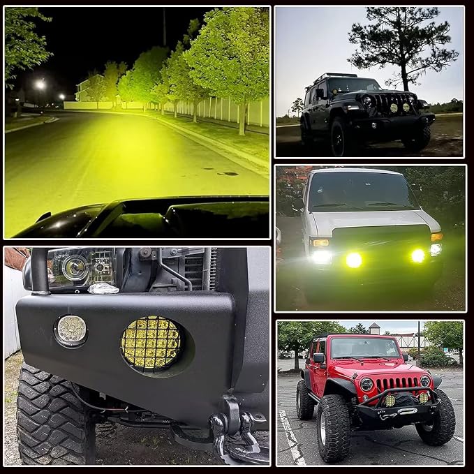 BIGLIONX 6inch 2pcs Amber Round LED Offroad Lights Amber Offroad Driving Fog Lights with Wiring Harness 210W 32000LM Waterproof IP68 IP69K 12V 24V for Pickup Trucks ATV UTV SUV
