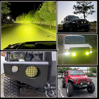 BIGLIONX 6inch 2pcs Amber Round LED Offroad Lights Amber Offroad Driving Fog Lights with Wiring Harness 210W 32000LM Waterproof IP68 IP69K 12V 24V for Pickup Trucks ATV UTV SUV