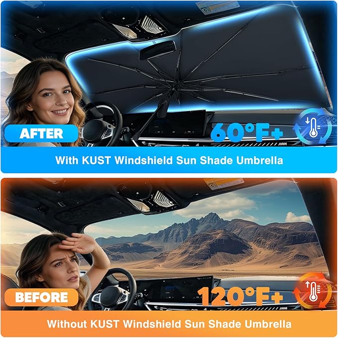 KUST Sun Shade Umbrella for Subaru Ascent 2019-2025 2026 | Custom Fit Windshield Sunshade | Foldable Sunshade with Bendable Handle | Blocks Heat & UV Rays Keep Car Cool Sunshield