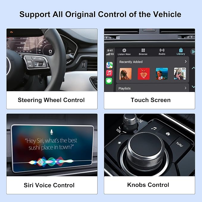 CarPlay Wireless Adapter, Wireless CarPlay Adapter for iPhone Converts Wired to Wireless CarPlay Dongle, Plug & Play Fit for Factory OEM Wired Apple CarPlay Cars from 2016 & iPhone iOS 10+