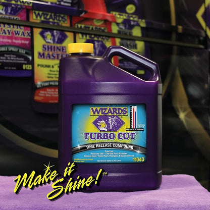 Wizards Turbo Cut Buffing Compound for Car Scratch Repair - 1 Gallon - Removes 1200-1500 Scratches - Rubbing Compound for Cars & Boats - Paint Restorer for Vehicles