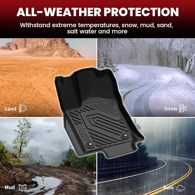 LASFIT Floor Mats for Dodge Durango 2013-2026, Fit 2nd Row Bench Seating(7seats), Not for 2nd Row Bucket Seating 6seats/5 Seats, All Weather TPE Custom Fit Car Mats Floor Liners, Black