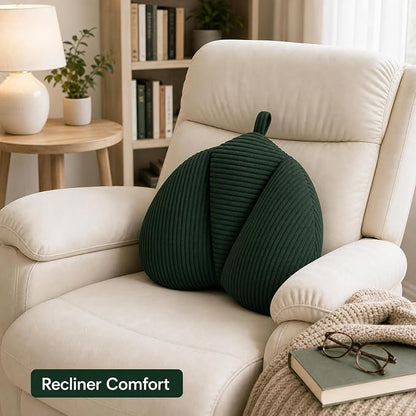 Lumbar Support Pillow for Couch, Back Support Pillow for Office Chair, Heart-Shape Back Cushion with Shredded Foam for Back Pain Relief & Reading, Lumbar Cushions for Recliner, Car, Green