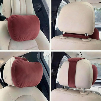 2PCS Car Pillow for Car Neck Pillow for Driving Seat Neck Support Soft Cushion Back Support Head-Rests for Vehicle Sleeping with Elastic Adjustment Strap (Red, Head)