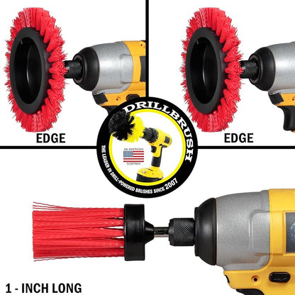 Drillbrush Hard Bristle Cleaning Brush for Crevices and Gaps - Drill Brush Attachments for Cleaning Brick and Cement - Brick Fireplace Cleaner Brushes - Cemetery Headstone Cleaner Kit for Graves