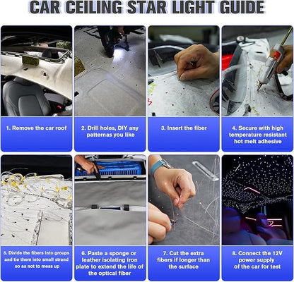 16W Starlight Headliner Kit, Star Lights for Car Roof&Home Decoration, Fiber Cable 500pcs*0.03in*13.1ft RGBW Star Light Headliner with Bluetooth APP/Remote Control/Music Mode