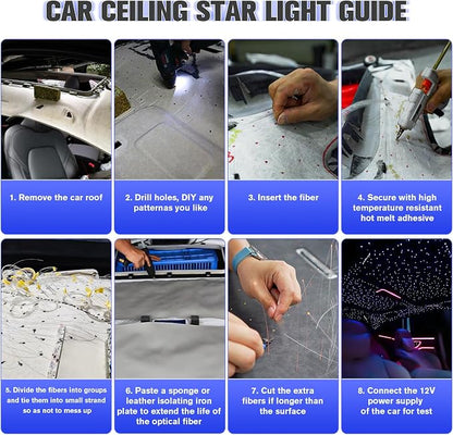 32W Starlight Headliner Kit, Star Lights for Car Roof&Home Decoration, Fiber Cable 1000pcs*0.03in*13.1ft RGBW Star Light Headliner with Bluetooth APP/Remote Control/Music Mode