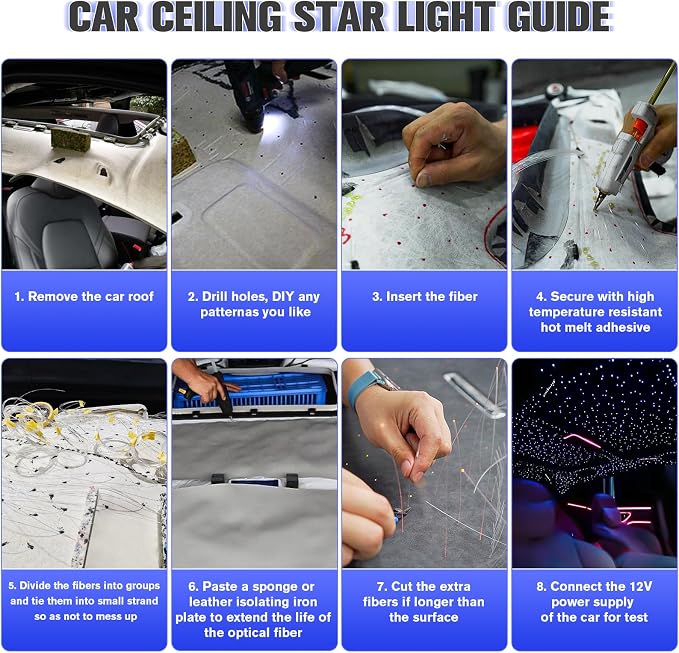 16W Starlight Headliner Kit, Star Lights for Car Roof&Home Decoration, Fiber Cable 550pcs*0.03in*13.1ft RGBW Star Light Headliner with Bluetooth APP/Remote Control/Music Mode