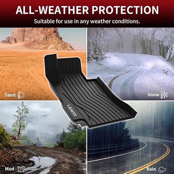 LASFIT Floor Mats for Mercedes Benz E Class 2017-2023 E300 / E350 / E400 / E450/ E43 AMG / E53 AMG / E63 AMG S (Fit Sedan & Wagon Only), All Weather TPE Floor Liners for E Class, 1st & 2nd Row