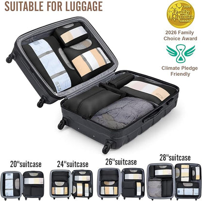 Veken 10 Set/8 Set Packing Cubes for Travel Essentials,Anti-Wrinkle Buckled Suitcase Organizer for Shoe & Toiletry Bag,Carry On Luggage Bag for Airplane & College Dorm Room Accessories,Women Men Gifts