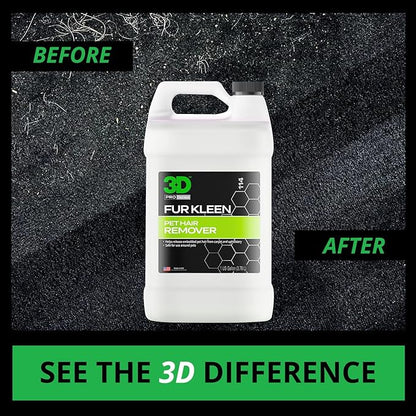 3D Fur Kleen - Pet Hair Remover & Cleaner - Loosens Embedded Pet Fur for Easy Removal - Safe for Carpets, Upholstery & Auto Interiors, 1 Gallon