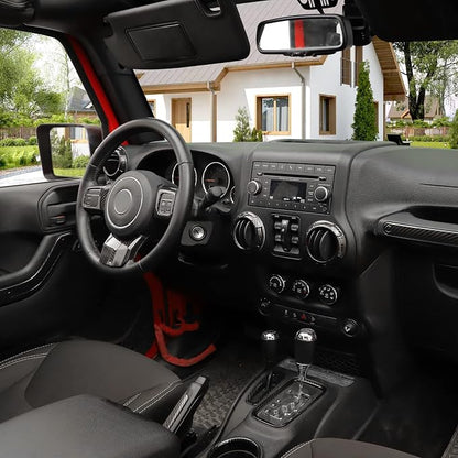 18PCS Full Set Interior Trim Kit for Jeep Wrangler JK JKU 2011-2018 4 Door,Center Console Door Handle Side Outlet Cup Holder Gear Cover Trim (Carbon Fiber)