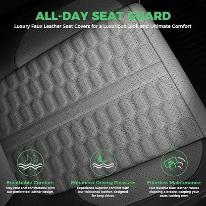 Custom Leather Seat Covers for Silverado/Sierra 1500 2019-2026, 2500HD 3500HD 2020-2026 Crew Cab Full Set with Jump Seat Cover (Armrest Storage Version Only), Truck Accessories