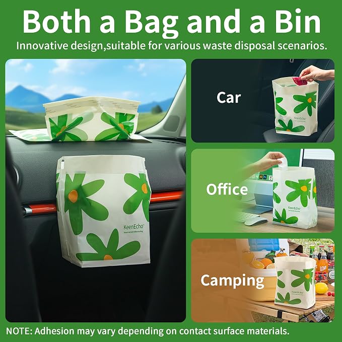 Disposable Car Garbage Bin Bags, Vomit Trash Bags made with Recycled HDPE for Boat, Plane, Travel, Camping, Bedroom, Study Room, Office and Car, 20 pcs