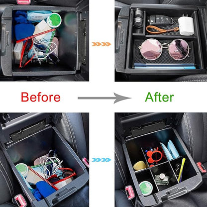 JDMCAR 2PCS Center Console Insert Set Compatible with Toyota Tacoma 2023 2022-2016, Console Armrest Box Insert Tray and Center Console Organizer Divider for Tacoma Accessories