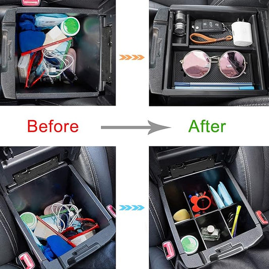 JDMCAR 2PCS Center Console Insert Set Compatible with Toyota Tacoma 2023 2022-2016, Console Armrest Box Insert Tray and Center Console Organizer Divider for Tacoma Accessories