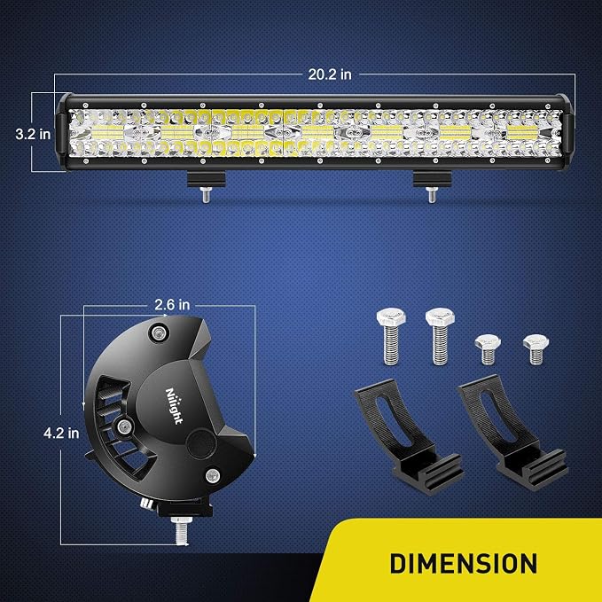 Nilight ZH409 20 Inch 420W Triple Row Flood Spot Combo 42000LM LED Light Bar with Heavy Duty Off-Road Wiring Harness, 2 Years Warranty, White