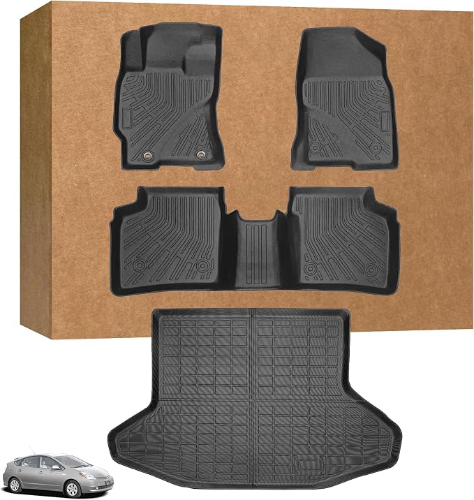 Floor Mats for Toyota Prius 2004-2009, Custom Fit TPE All Weather Protection Floor Liners, Non-Slip Waterproof Cargo Mat, Car Accessories for 2nd Gen Prius