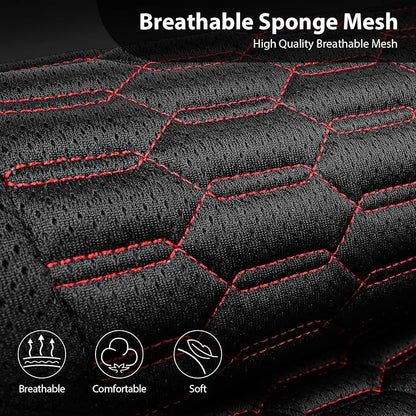 CAR PASS 3D Foam Mesh Leather Car Seat Covers Front Seats, Air Cool Mesh Front Seat Covers for Car, Universal Fit for SUV Truck Sedan Automotive, Armrest Airbag Compatible,Black and Red