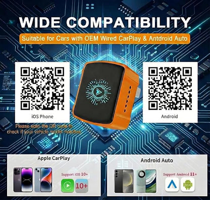 2026 New 2-in-1 Wireless CarPlay Adapter & Android Auto Dongle, Ultra-Mini 5GHz Fast Auto-Connect, Aluminum Shell & 7-Color RGB Logo, Plug & Play for OEM Wired Cars (iOS & Android)
