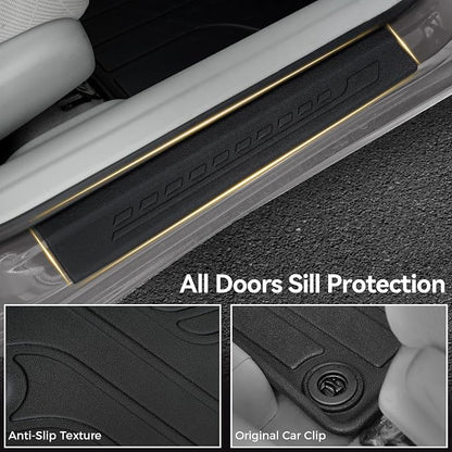 Floor Mats for Honda Civic Sedan 2012-2015, All Weather Floor Mats Trunk Cargo Liner and Door Sill Guards Accessories, Full Coverage Set (Not fit Coupe or Hybrid Models)