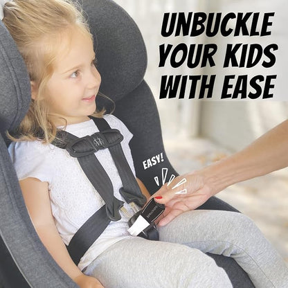 UnbuckleMe Car Seat Buckle Release Tool - Easy Opener Aid for Arthritis, Long Nails, Older Kids - Button Pusher for Infant, Toddler, Convertible 5 pt Harness car Seats - As Seen on Shark Tank (Black)