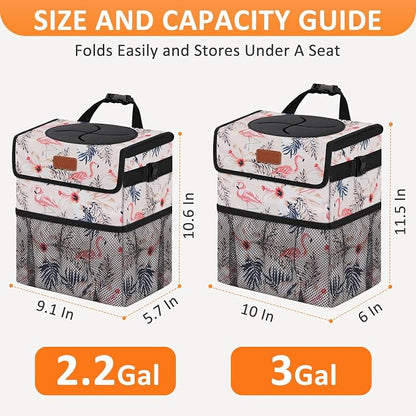 Vankor Cute Car Trash Can, Car Accessories for Women Interior Can Trash Bag Hanging Automotive Garbage Cans Pink Flamingo