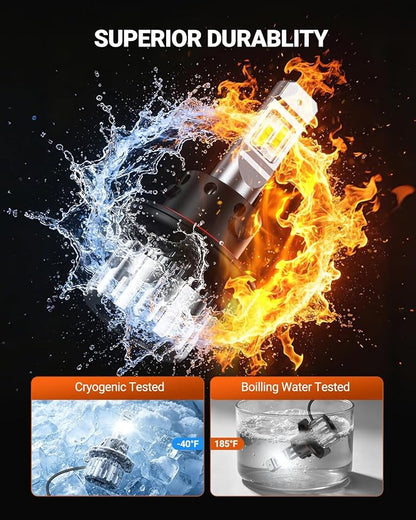 SEALIGHT H13 Bulbs, 70000LM 800% Brighter 6500K Cool White H13 Bulbs with Fan, 70000H Lifespan, IP68 Waterproof, Pack of 2