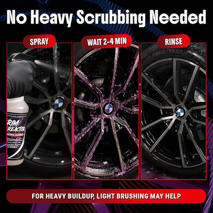Carfidant Rim Reactor Wheel and Rim Cleaner Spray - Removes Brake Dust & Grime - Safe for BMW, Mercedes, Audi, VW & Porsche - No Scrub, pH Neutral, Non-Acidic Tire Cleaner - 32 fl oz