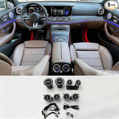 W213 Air Vent LED Ambient Light, 64 Colors Sync, 8 pcs/Set, Fits for 2017-2022 Mercedes Benz E200/E250/E300/E350/E400/E450/E53/E63 E-Class, NOT for 2 Door Coupe