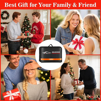 Car Emergency Roadside Kit,Vehicles Truck Road Side Safety Tool Kit with Air Compressor,Women Men Auto Winter Essentials Assistance Survival Kit with Jumper Cables First Aid Kit Blanket Shovel