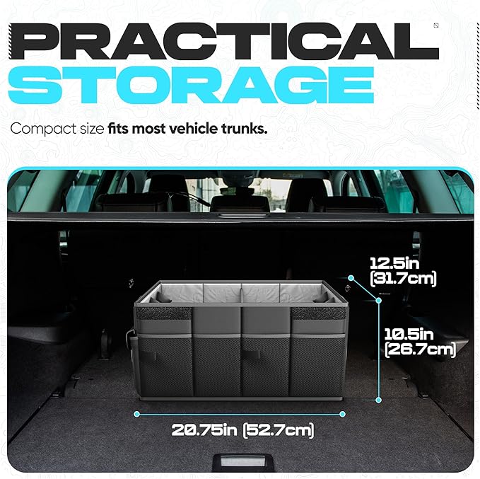 FORTEM Trunk Organizer For SUV Car Trunk Organizer, Foldable Storage, Car Accessories for Women Men, Collapsible Bag, 600D Oxford, Non Slip Bottom, Straps, Soft Cover (45L)