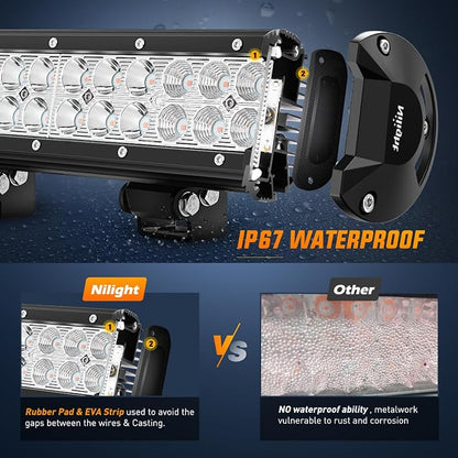 Nilight LED Light Bar 12 Inch 72W Spot Flood Combo Purple Beam Off Road Lamp Fishing Hunting Emergency Deck Work Lighting for Trucks UTV Pick-up Van Boat Tractor