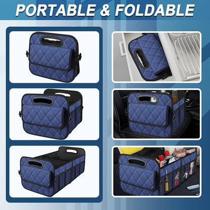 Deosk Car Trunk Organizer for SUV, Car Organizers and Storage with Reinforced Handles, Car Accessories for Women/Men 70L Waterproof Polyester Trunk Organizer(Large, Navy Blue)