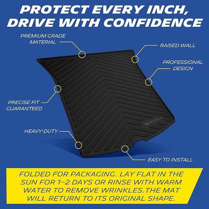 Michelin Vehicle Mat, All-Weather TPE Custom Fit Liner for Tesla Model Y 5 Seat Trunk Mat 2025-2027 (1 Piece), Premier