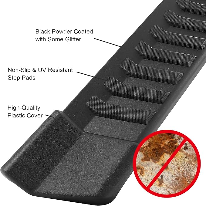 COMNOVA Pair Running Board Nerf Bar Compatible with 15-26 Ford F150 Superduty Crew Cab（4 Full Size Doors） Rocker Slider Side Steps,Width 6 Inches V Style.with OE Style Brackets