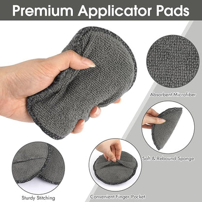 10 Pack Wax Applicator Pads, Microfiber Applicator Pad with Finger Pocket, Foam Car Wax Applicator Pad for Car Cleaning and Polishing (Gray)