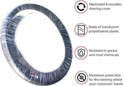Steering Wheel Protector Clear Plastic Cover Disposable Pack of 100 Universal Automobile Protection