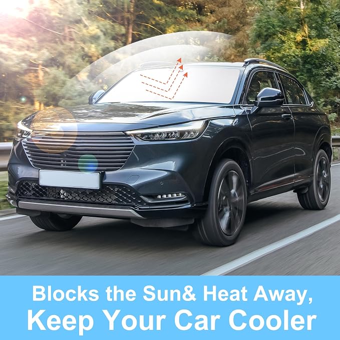 TINGLU Sun Shade for Honda HRV HR-V 2016-2022 Accessories Windshield Sun Shade Window Shade UV Rays Protection Sun Visor Cover with Steering Wheel Sunshade Storage Bag